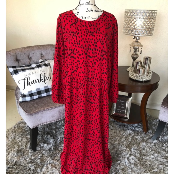 Hayden Dresses & Skirts - Hayden red with black dots dress 2X